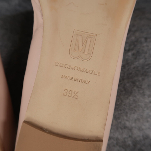 Bruno Magli Shoes Womens 39.5 Ballet Flats Leather Mina Bow Classic Career Beige - Picture 14 of 15